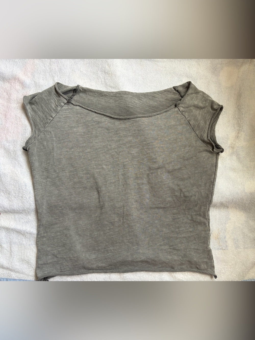 Heather Gray Off The Shoulder Short Sleeve Top
